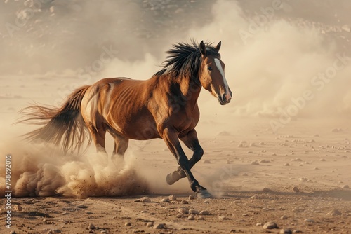 The Untamed Spirit: Wild Horse Strength and Freedom in the Desert Dust