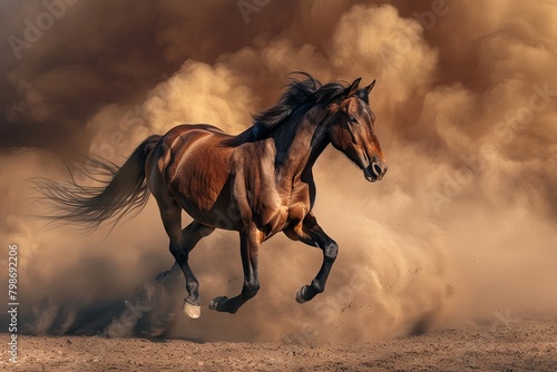 Untamed Fury: Wild Horse, Dusty Desert Strength