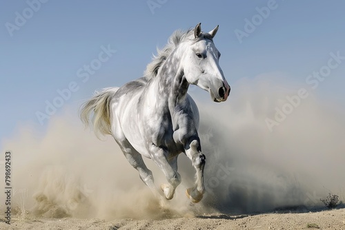 Galloping Grey  Untamed Beauty of a Desert Spirit