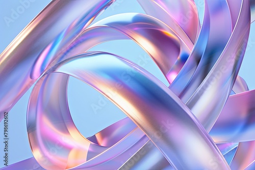 Iridescent Ribbon Flow: 3D Twisted Ribbon Background Design