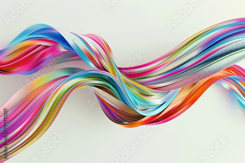 3D Twisted Ribbon Wallpaper: Fluid Motion in Colorful 3D Design