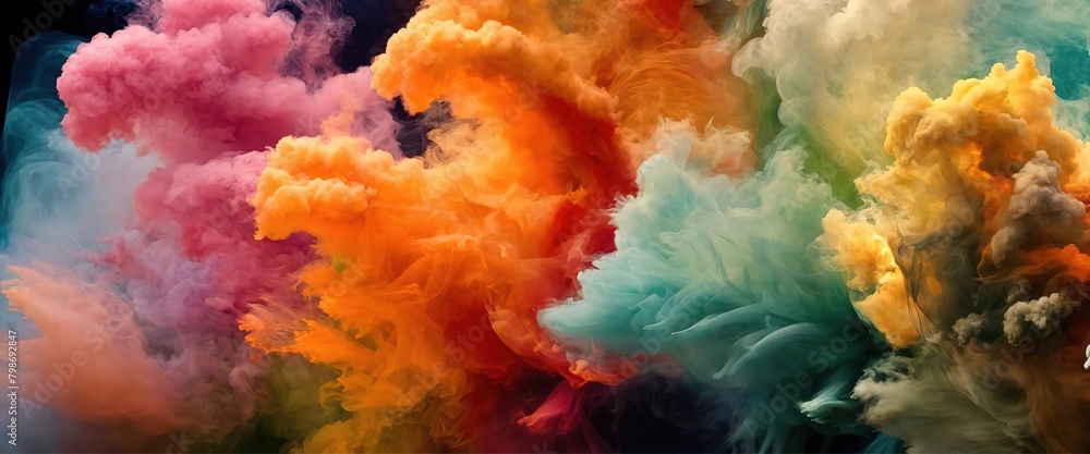 Multicolored abstract wallpaper. Smoke and waves. Generative AI Multicolored abstract wallpaper. Smoke and waves. Generative AI