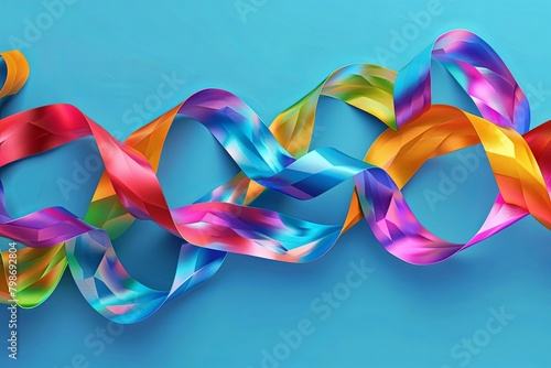 Twisted Ribbon Geometry: Bright & Colourful Vibrant Glossy Background