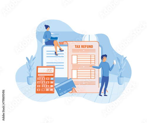 Online Refund Tax payment. Filling tax form. TAX refund concept. flat vector modern illustration