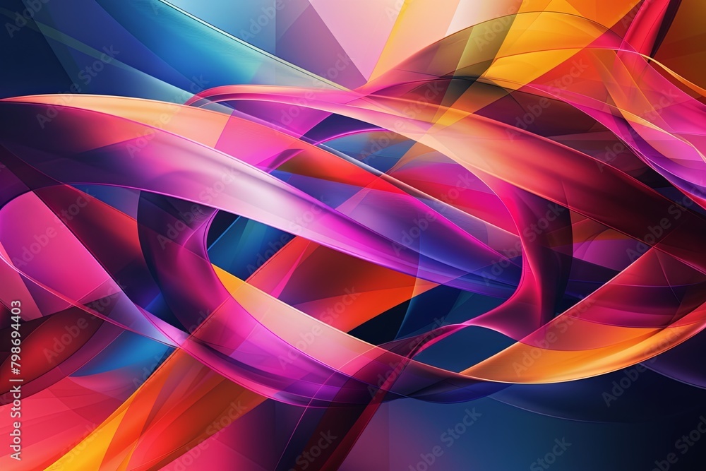 Geometric Ribbon Art: Vibrant Fluid Patterns and Precise Shapes Geometric Ribbon Art: Vibrant Fluid Patterns and Precise Shapes
