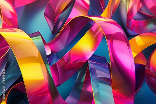 Dazzling Vibrance: Twisted Ribbon Abstract 3D Gradient Background