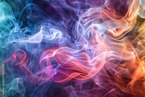 Vibrant Smoke Ethereal Patterns: Obscure Pastel Hues with Rainbow Swirls