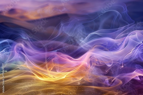 Vibrant Smoke Illusions: Soft Lavender Whispers in Darkened Realm