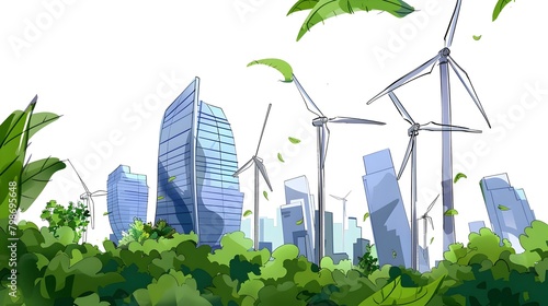 Self-Sustaining Urban Landscape: A City of Wind Turbines and Vertical Gardens