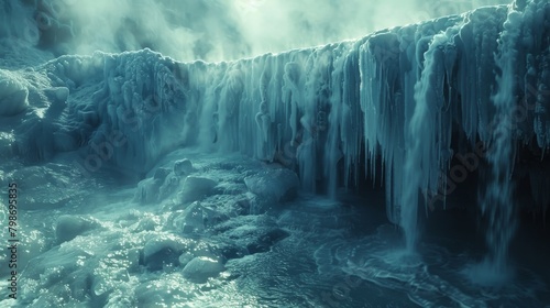 Frozen waterfall in the arctic