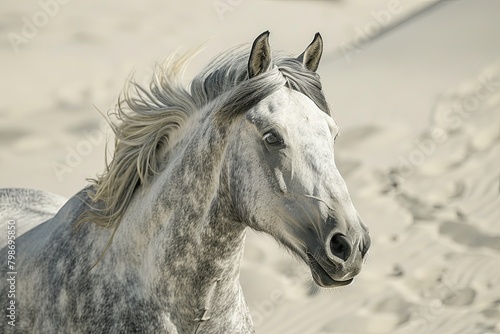 Vibrant Dash  Wild Horse s Mane Embracing Equestrian Freedom in the Desert Sun