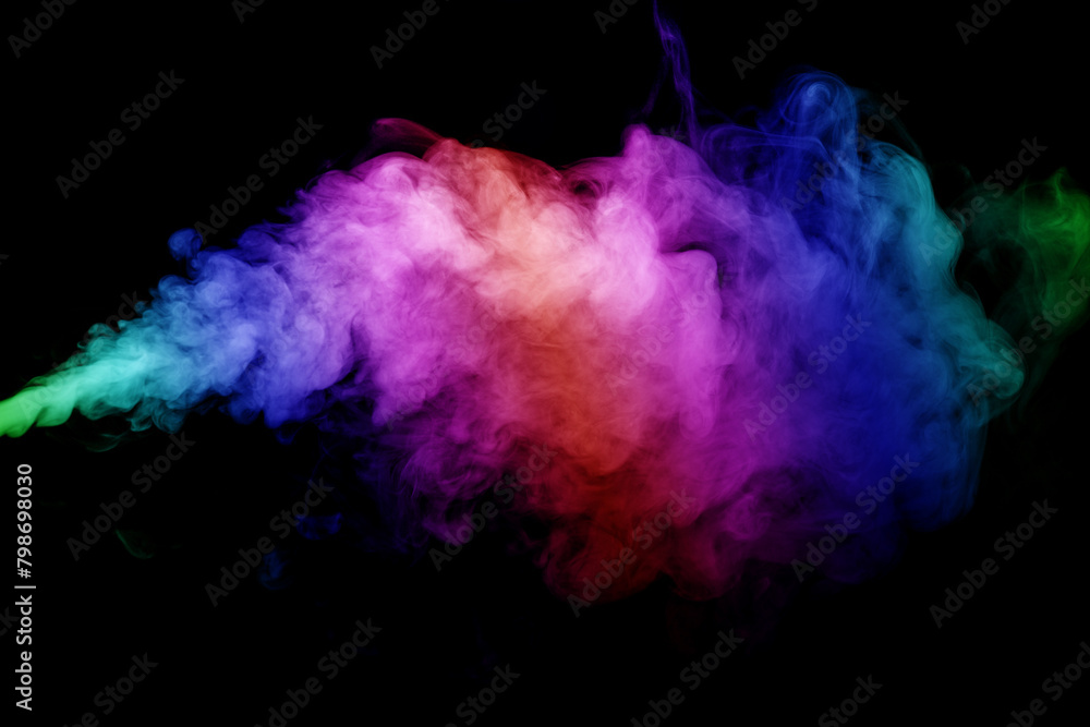 Abstract smoke isolated on black background,Rainbow powder Abstract smoke isolated on black background,Rainbow powder