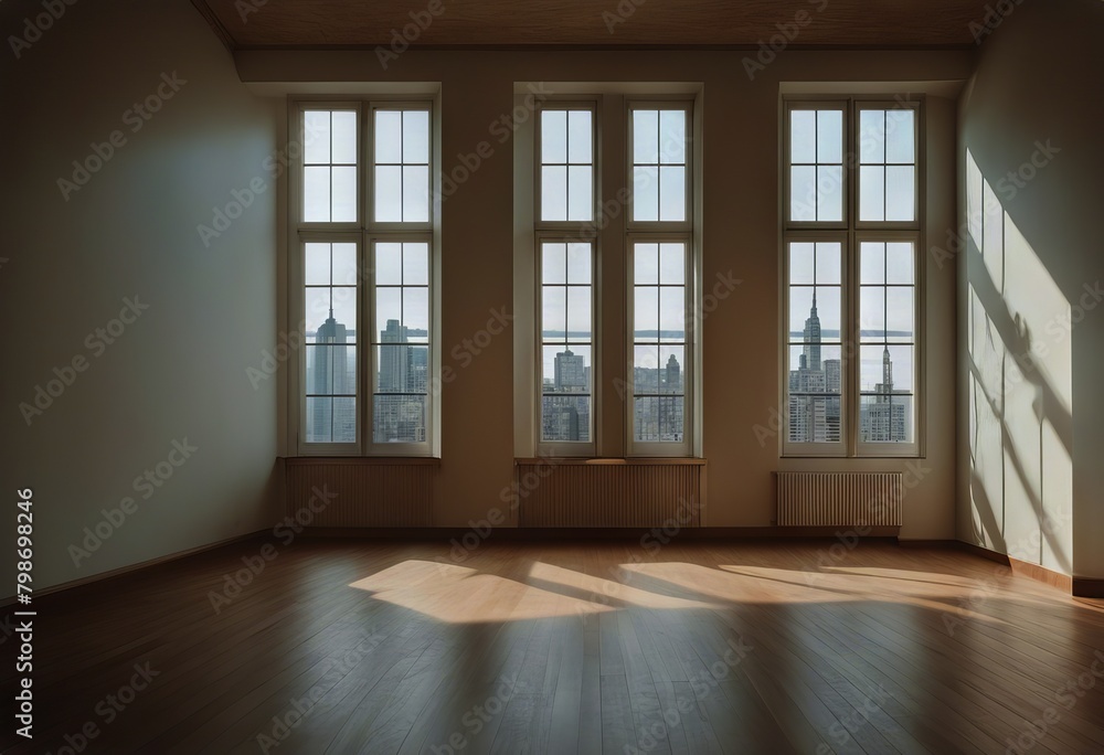 Fototapeta premium windows natural light minimal room Empty
