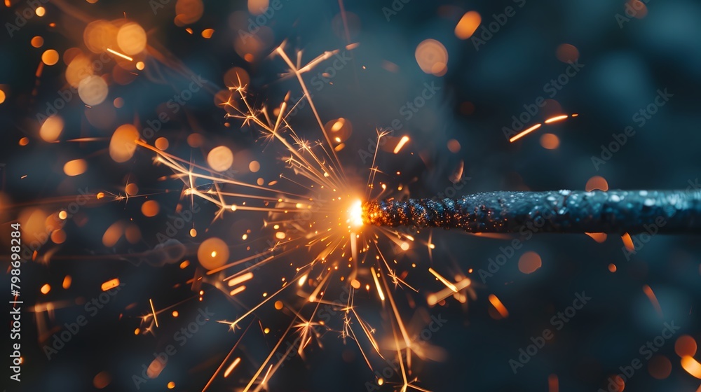 Obraz premium Macro of a fireworks sparkler on a simple clean background