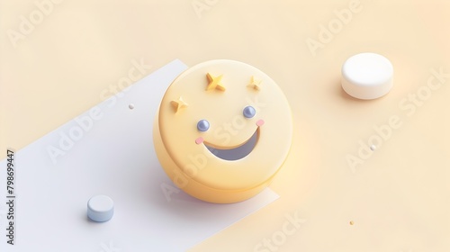 Cheerful 3D Sun Icon with Smiling Face on Light Yellow Background