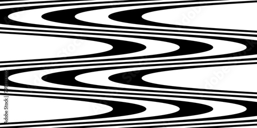Black on white abstract perspective line stripes with 3d dimensional effect