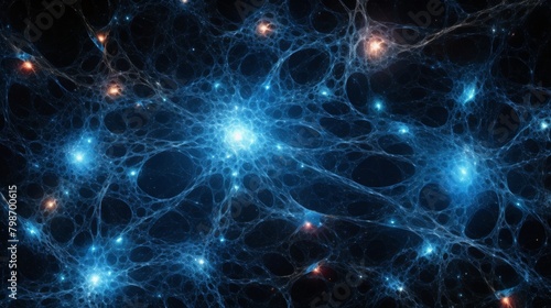 Stunning depiction of a cosmic web in space, highlighting interconnected galaxies and stars