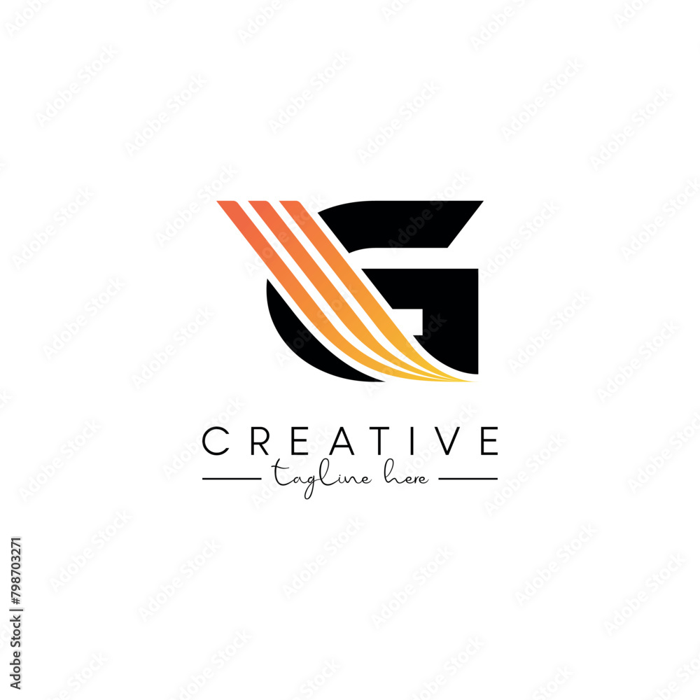 Fototapeta premium Creative Unique Letter G Swoosh Logo Design, Initial Vector Symbol.