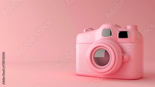 Cute and Glossy 3D-Rendered Icon Against Soft Pastel Pink Background for Photography-Themed Designs