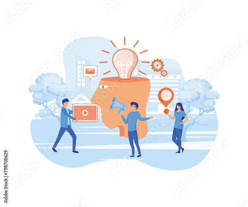 Creative idea. Digital information overload. Knowledge. Idea creative concept design. flat vector modern illustration