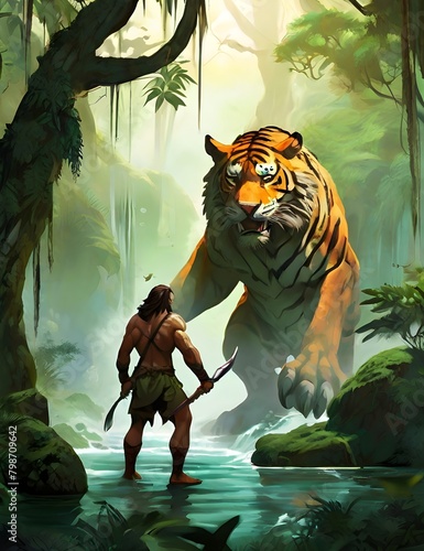 Tarzan fighting with Tiger photo