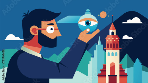 The mans eyes light up as he adds the final touches to a model of a famous landmark he has always wanted to visit his mind transported to a place of.