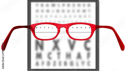 Lenti occhiali mettono a fuoco le lettere rendendo perfetta la vista e la lettura. Filmato. Illustrazione 3D. photo