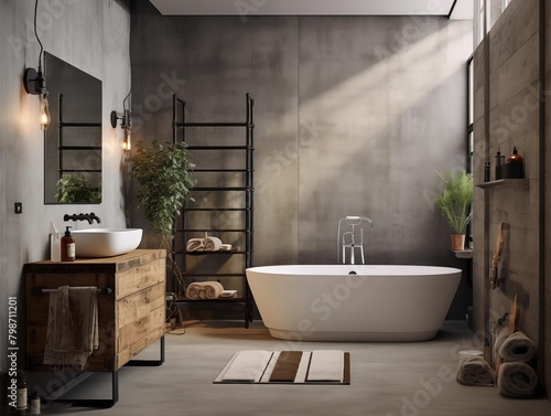 Morning Light in a Modern Industrial-Style Bathroom