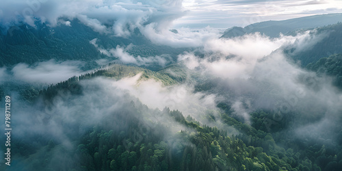  mountains greenery fogs clouds view of the valley in the clouds mountains on the clouds background