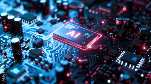 Artificial Intelligence and AI technology concept processor chip or mother board background LLMs