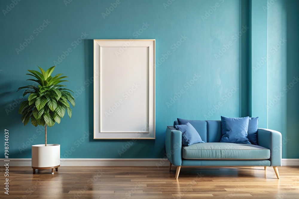 Fototapeta premium Living room blank frame mockup
