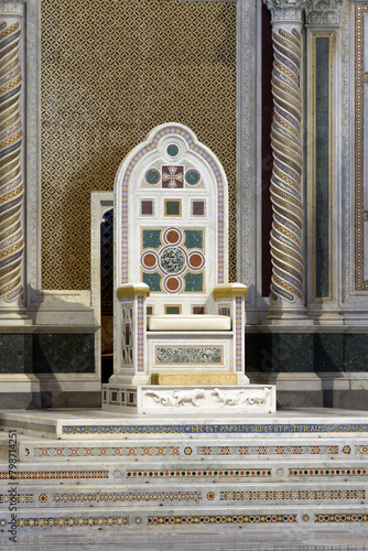 The Papal Chair of the Bishop of Rome, the Pope. The Archbasilica of Saint John Lateran (Basilica di San Giovanni in Laterano). Major Papal. Lateran Basilica or Saint John Lateran. Rome
