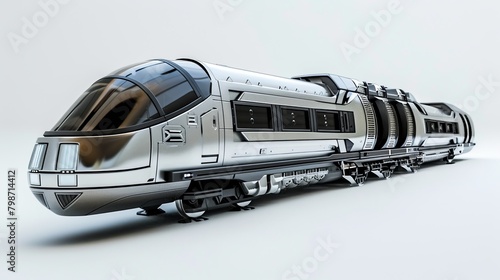 Futuristic rail with jet engines, portrayed in a hightech world, simple white background, HD, no noise photo