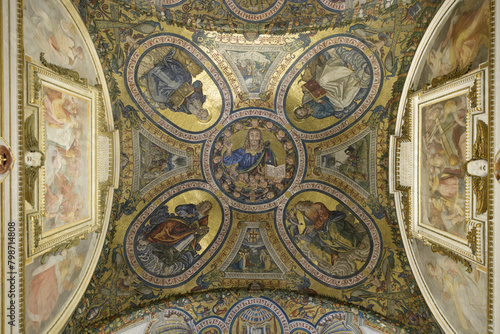 The Basilica of the Holy Cross in Jerusalem. Cappella di S. Elena  mosaic of the ceiling.  Rome  Italy