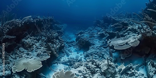 Fototapeta Naklejka Na Ścianę i Meble -  broken coral reef underwater photography in the deep blue ocean.