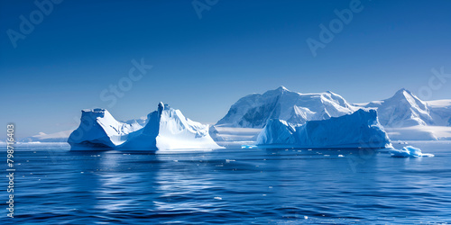 Frozen Wonderland antarctic icebergs in ocean Iceberg in the water Global warming concept
