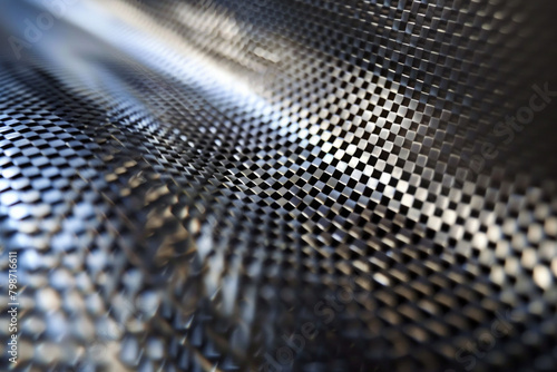 Textured surface of metallic mesh, featuring interwoven strands and reflective properties. Metallic mesh textures offer a modern and industrial backdrop