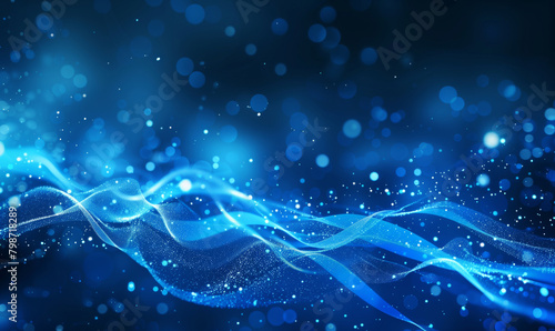 Technology background of wavy particles photo