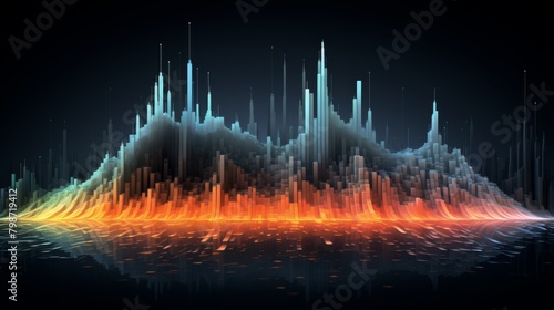 Sound waves visualized as abstract art on a vibrant tech-inspired canvas, blending science and aesthetics,