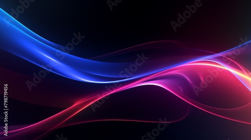 Abstract digital wallpaper featuring swirling neon lines and geometric shapes on a dark background, ideal for technology themes,
