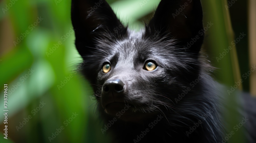 portrait of a silver black fox in a forest UHD WALLPAPER portrait of a silver black fox in a forest UHD WALLPAPER