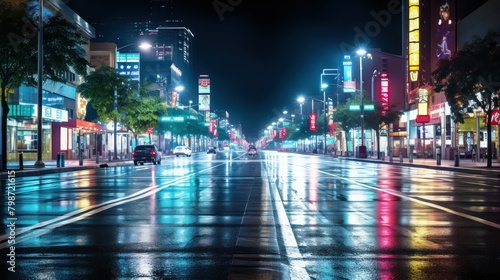 rainy city street at night the wet pavement UHD WALLPAPER