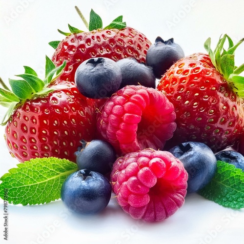 Berry Symphony: Collection of Vibrant Summer Berries Arranged Neatly on White