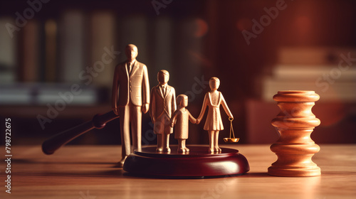 Family law. Figure of parents with children 