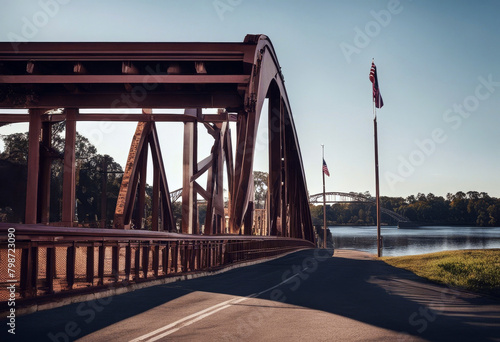 pettus edmund bridge road car traffic city signs street highway urban parking transportation vehicle transport travel way asphalt speed expressway alabama civil african american photo