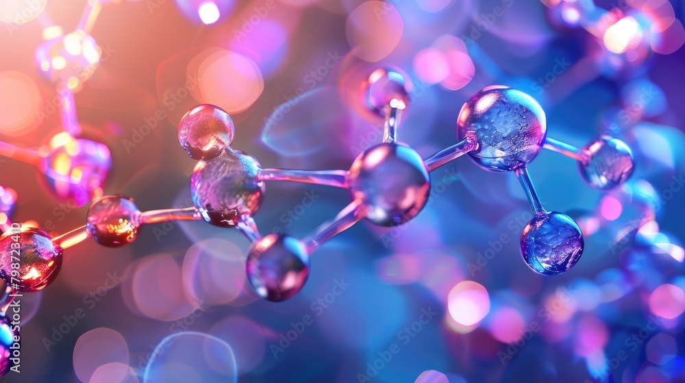 Pharmaceutical chemistry, vibrant molecular structures and laboratory tools in detail, space for text Pharmaceutical chemistry, vibrant molecular structures and laboratory tools in detail, space for text