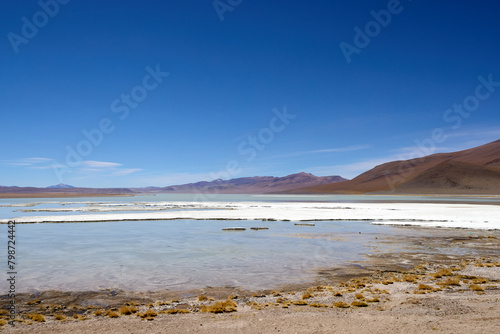 Bolivia, Avaroa National Park. Panorama of the salt lake. photo