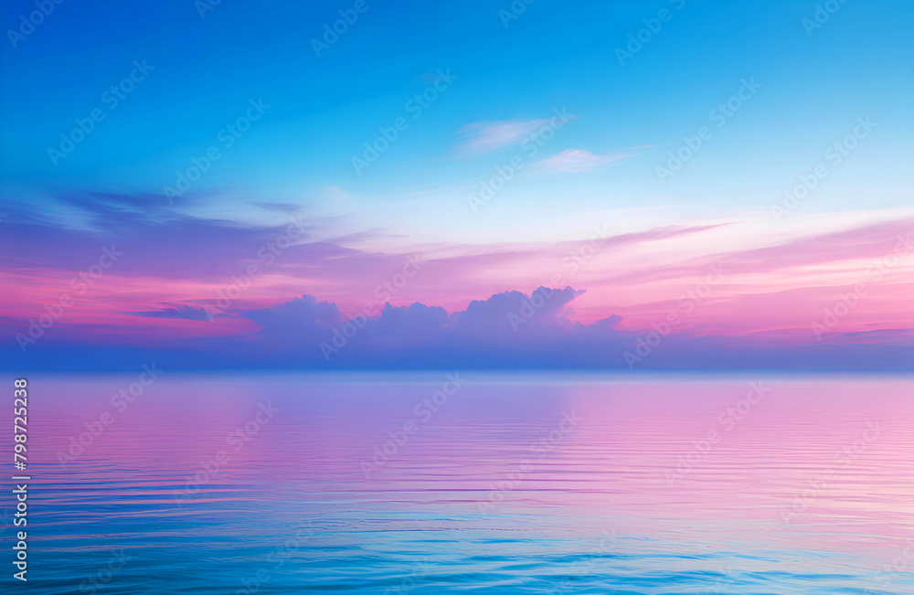 Beautiful sunset over the sea. Colorful sky and sea. Generative AI