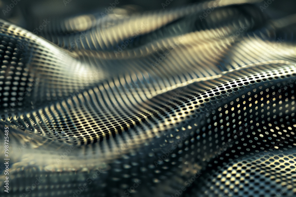 Textured surface of metallic mesh, featuring interwoven strands and reflective properties. Metallic mesh textures offer a modern and industrial backdrop Textured surface of metallic mesh, featuring interwoven strands and reflective properties. Metallic mesh textures offer a modern and industrial backdrop