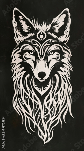 Bold Inverted Tribal Fox Art A Striking Geometric Wildlife